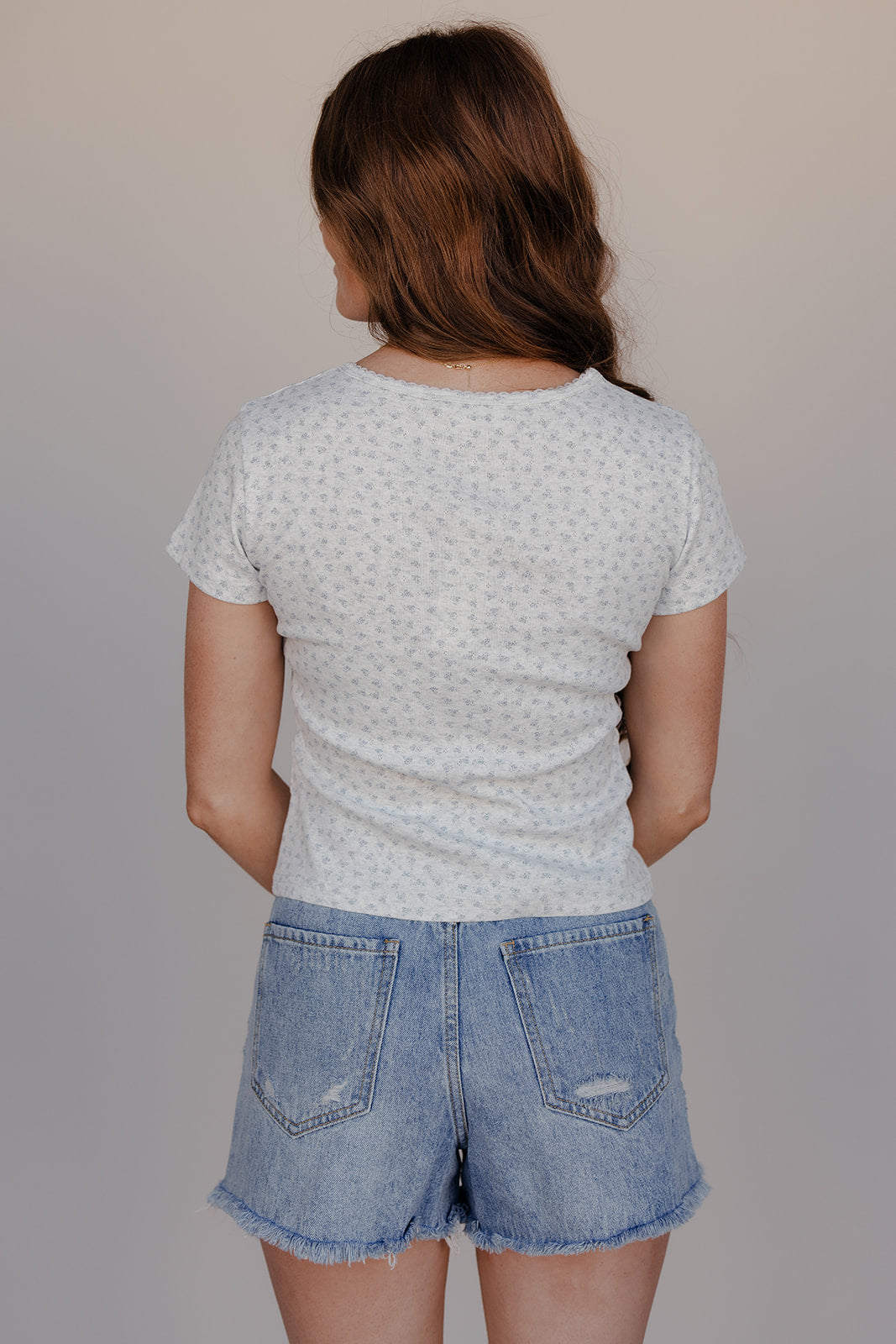 Heather Bloom Pointelle Short Sleeve Tee