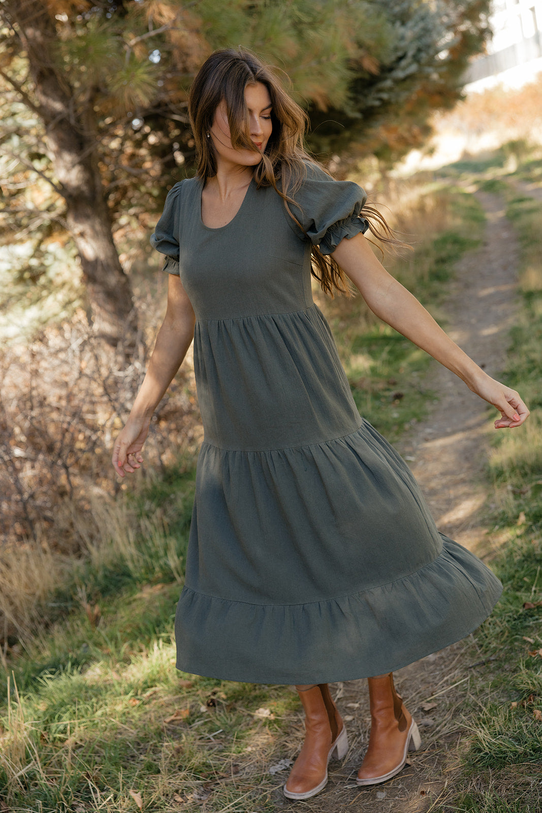 Rust Revival Tiered Dress – ROOLEE