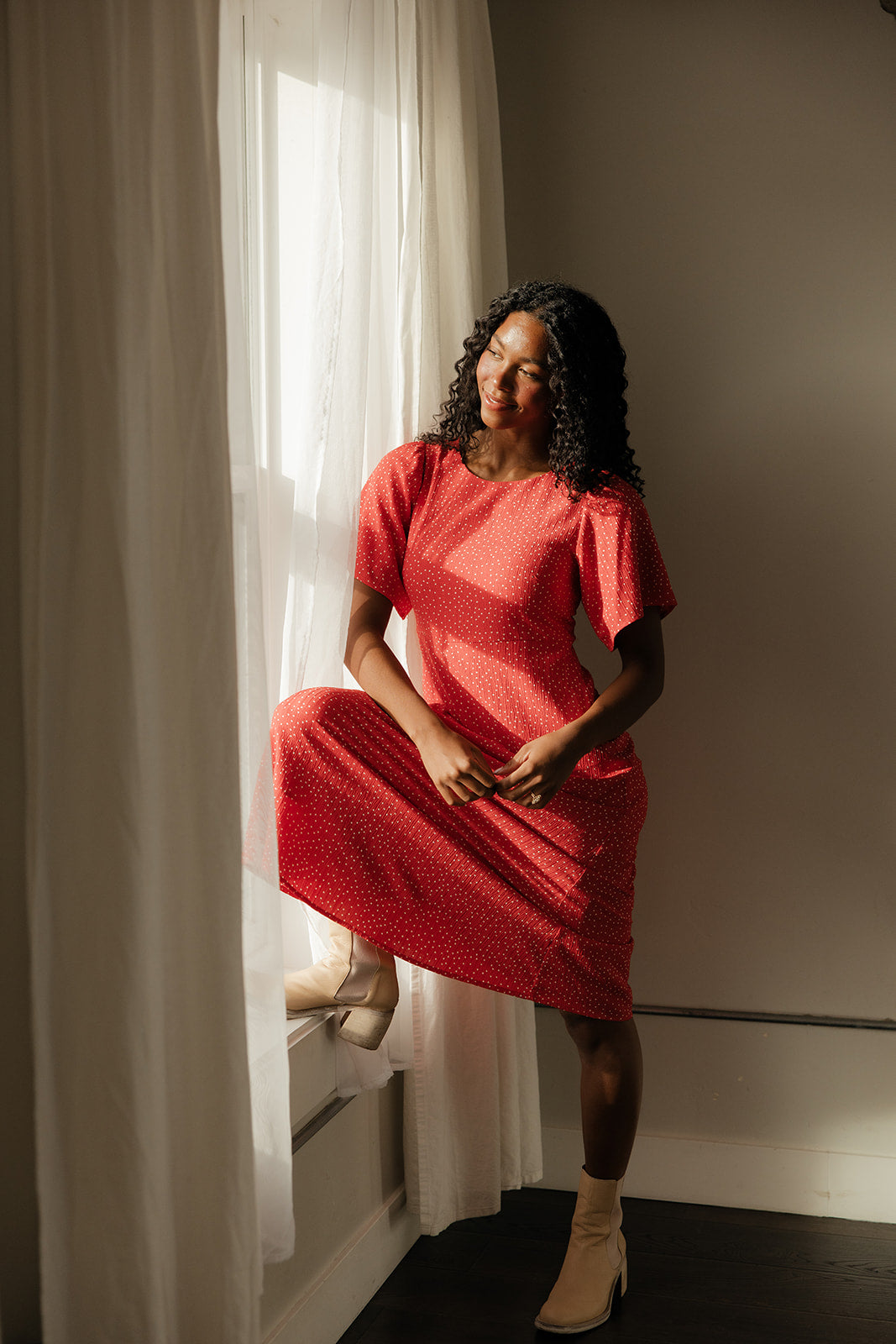 Crimson Hour Midi Dress