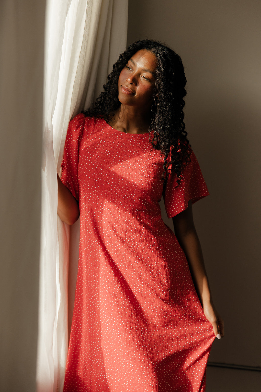 Crimson Hour Midi Dress