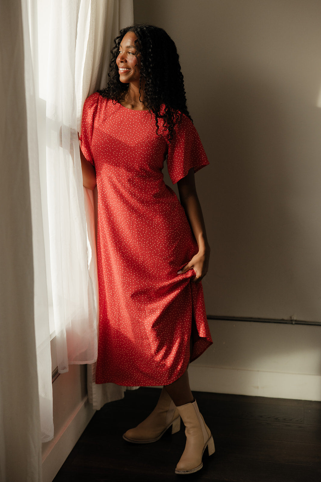 Crimson Hour Midi Dress