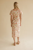 Peach Bloom Puff Sleeve Midi