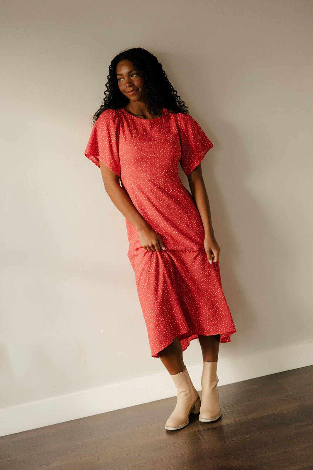 Crimson Hour Midi Dress