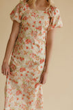 Peach Bloom Puff Sleeve Midi