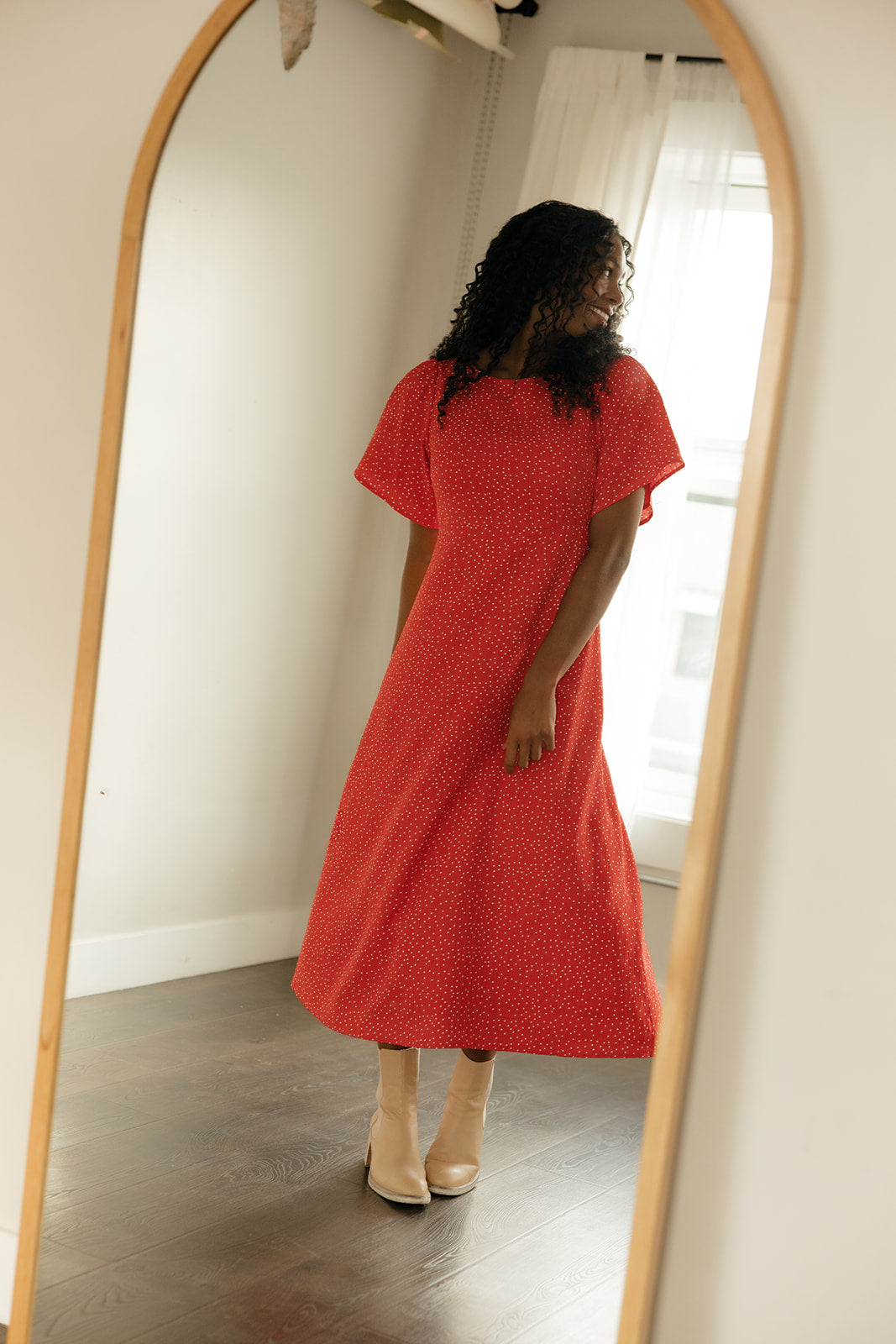 Crimson Hour Midi Dress