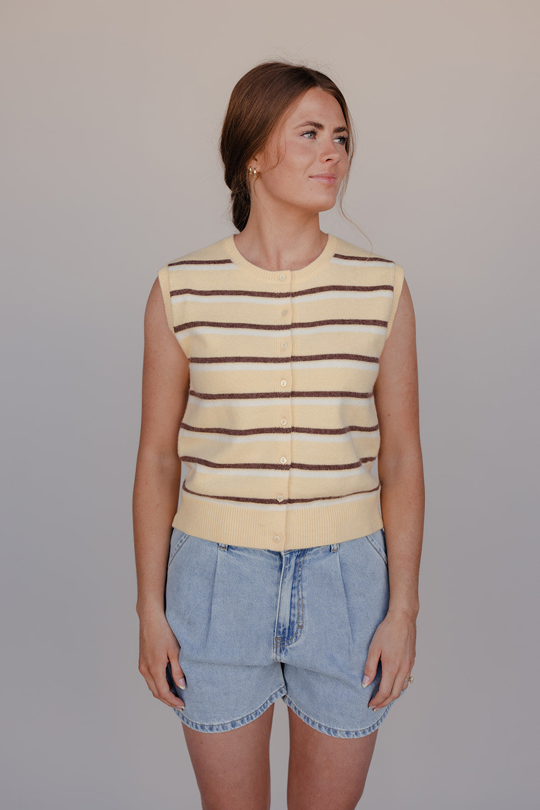 Sunny Stripe Button Vest