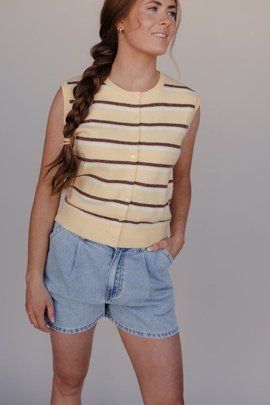 Sunny Stripe Button Vest