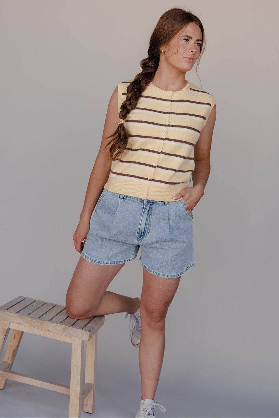 Sunny Stripe Button Vest
