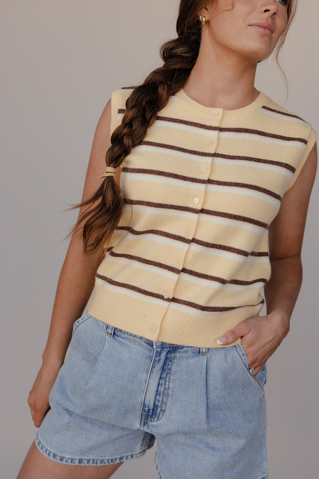 Sunny Stripe Button Vest
