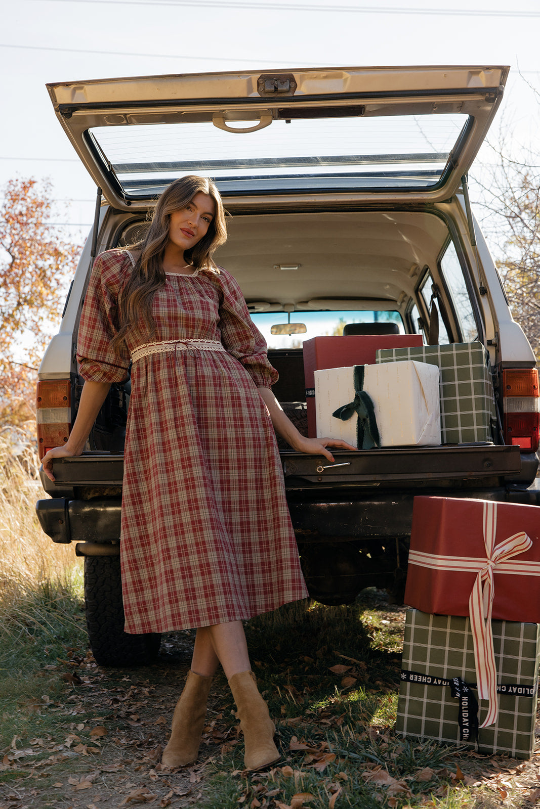Scholar Plaid Midi Dress