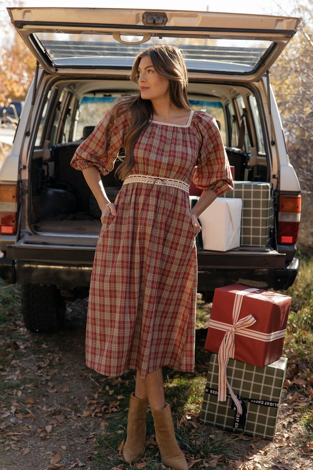 Scholar Plaid Midi Dress