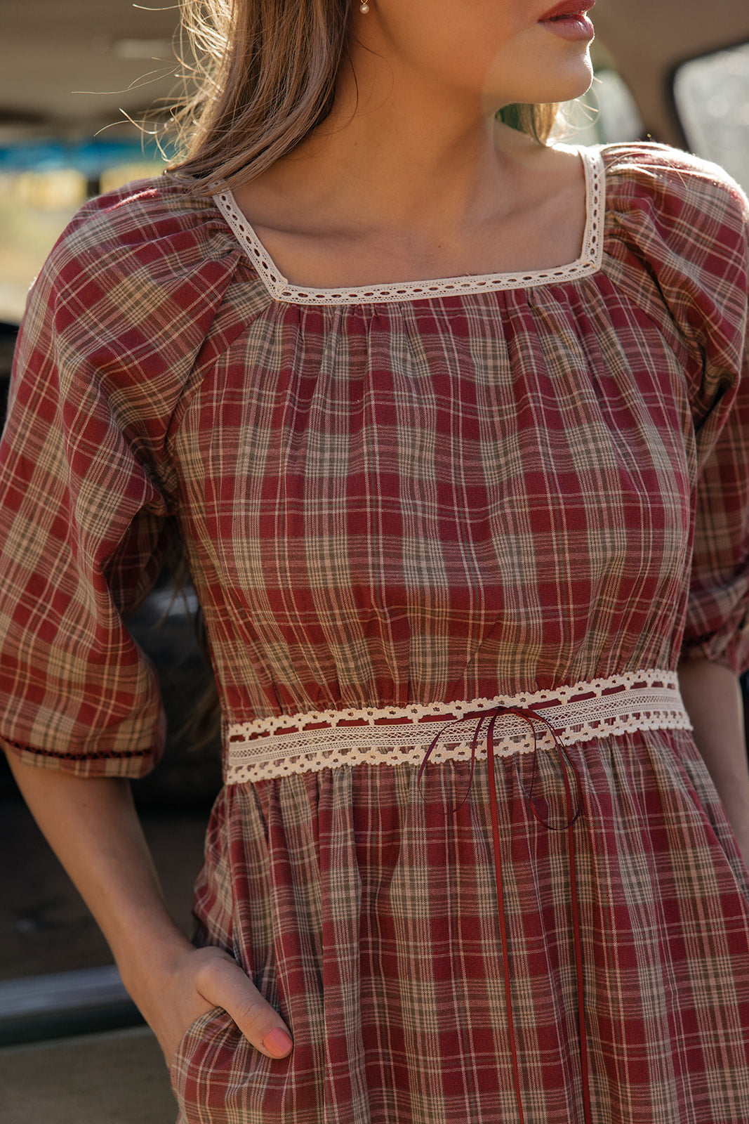 Scholar Plaid Midi Dress