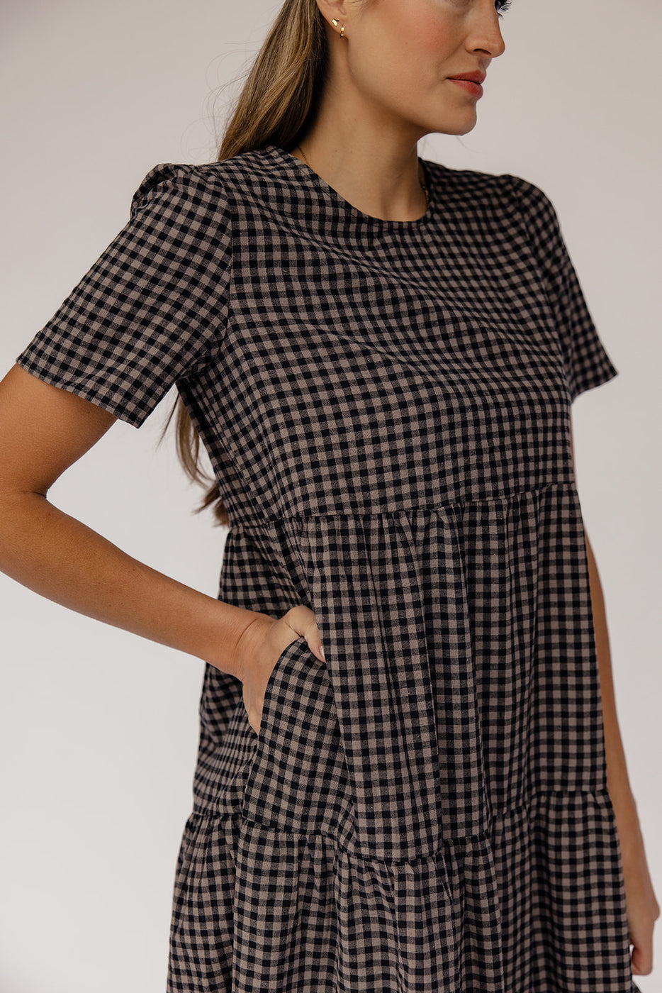 Seen the Rain Gingham Tiered Dress