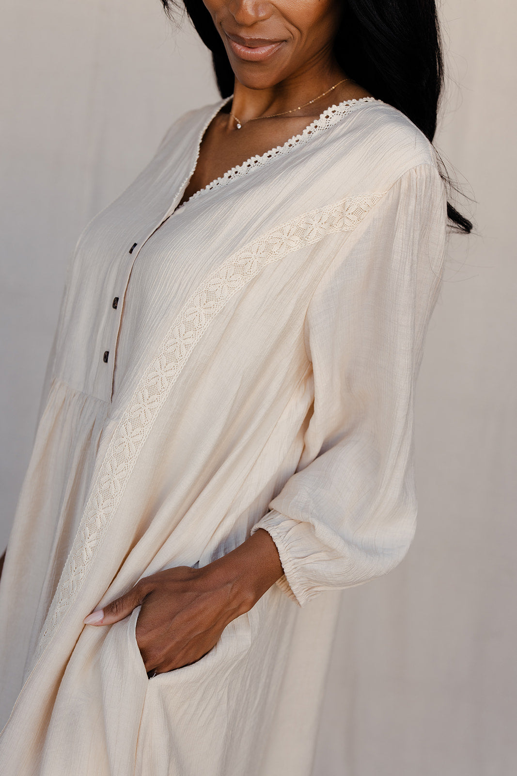Lady in Linen Shift Dress