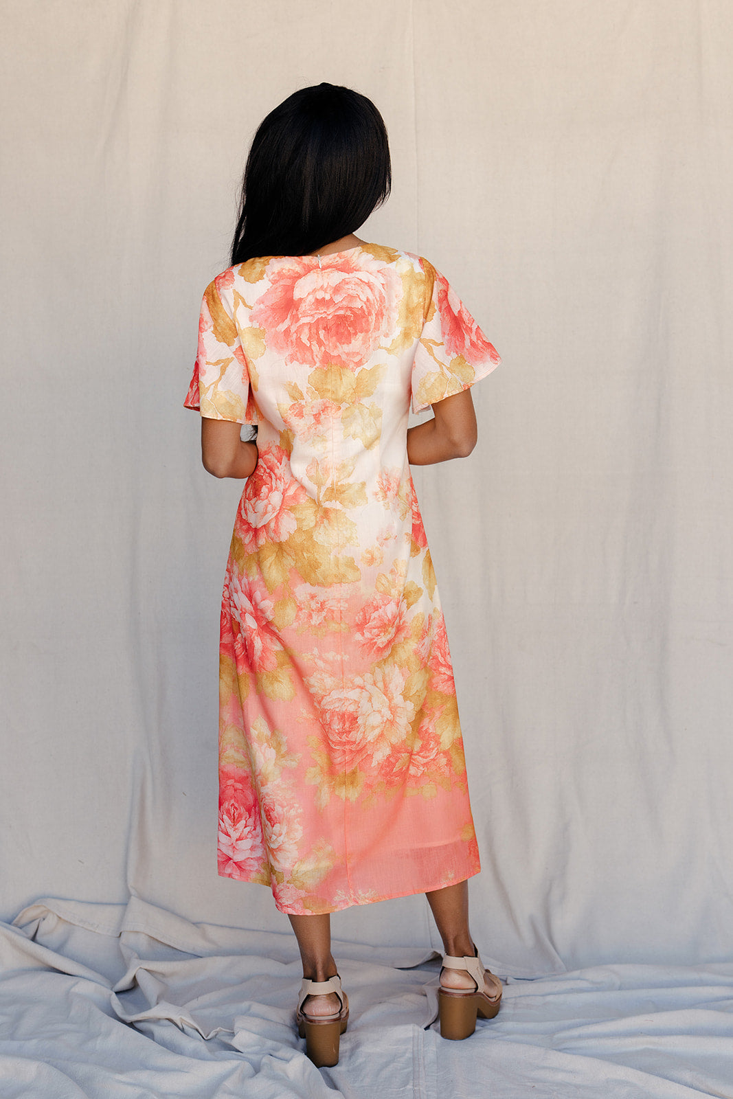 Blushing Meadow Flutter Sleeve Dress