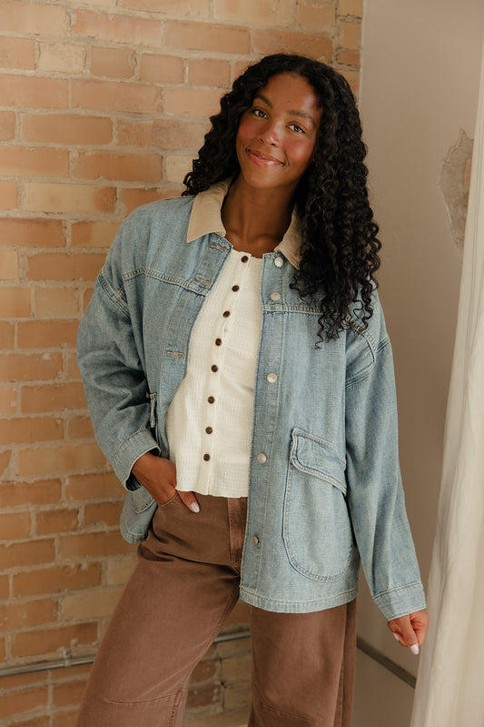 Free People Lemon Denim Jacket