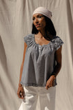 Midnight Gingham Ruffle Blouse