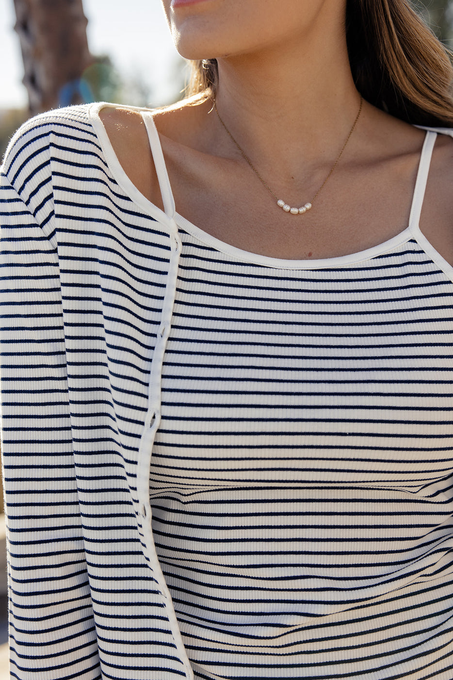 Jeanne Stripe Tank + Cardigan