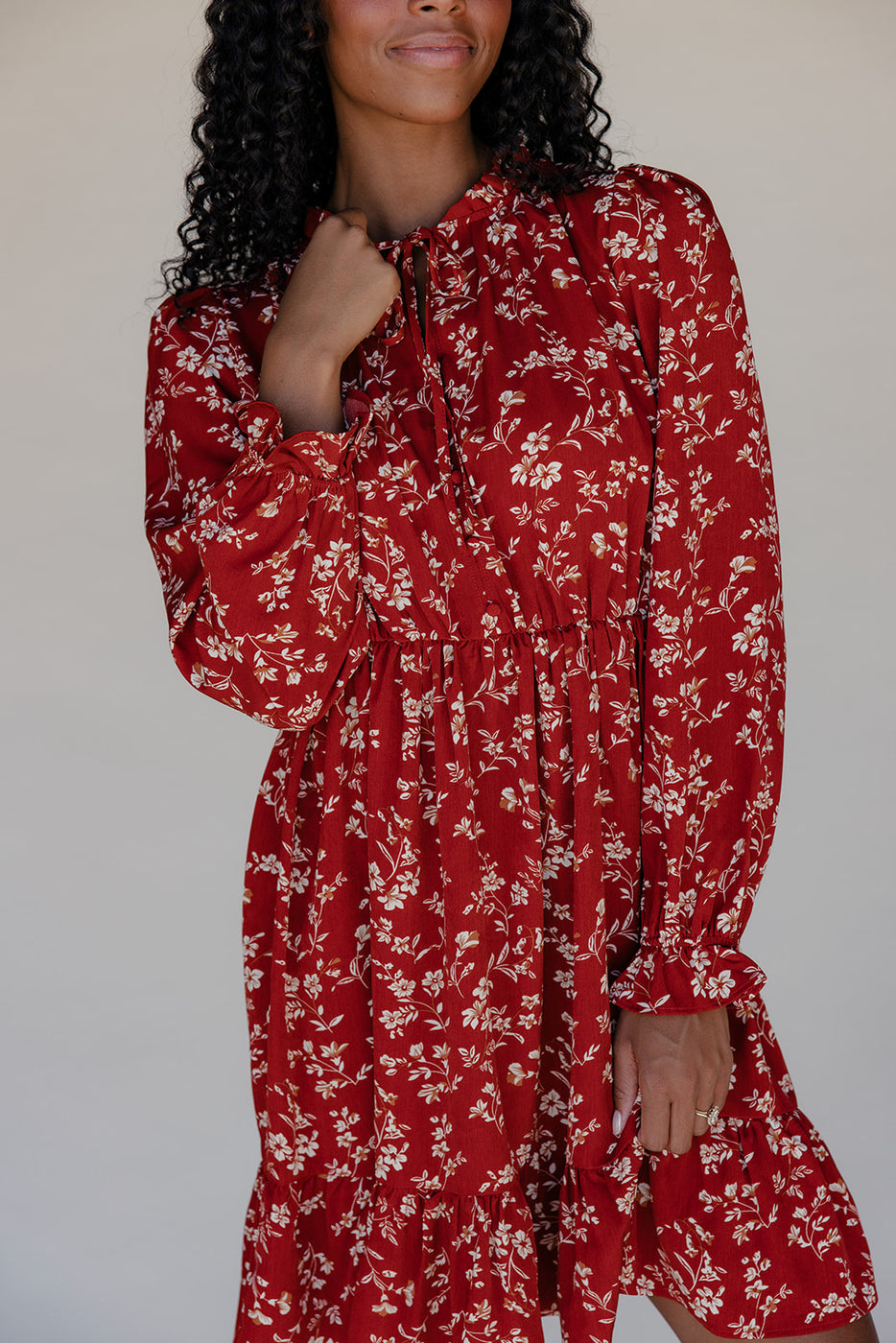 Scarlet Blossom Tiered Dress