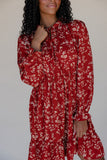 Scarlet Blossom Tiered Dress