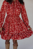 Scarlet Blossom Tiered Dress