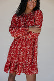 Scarlet Blossom Tiered Dress