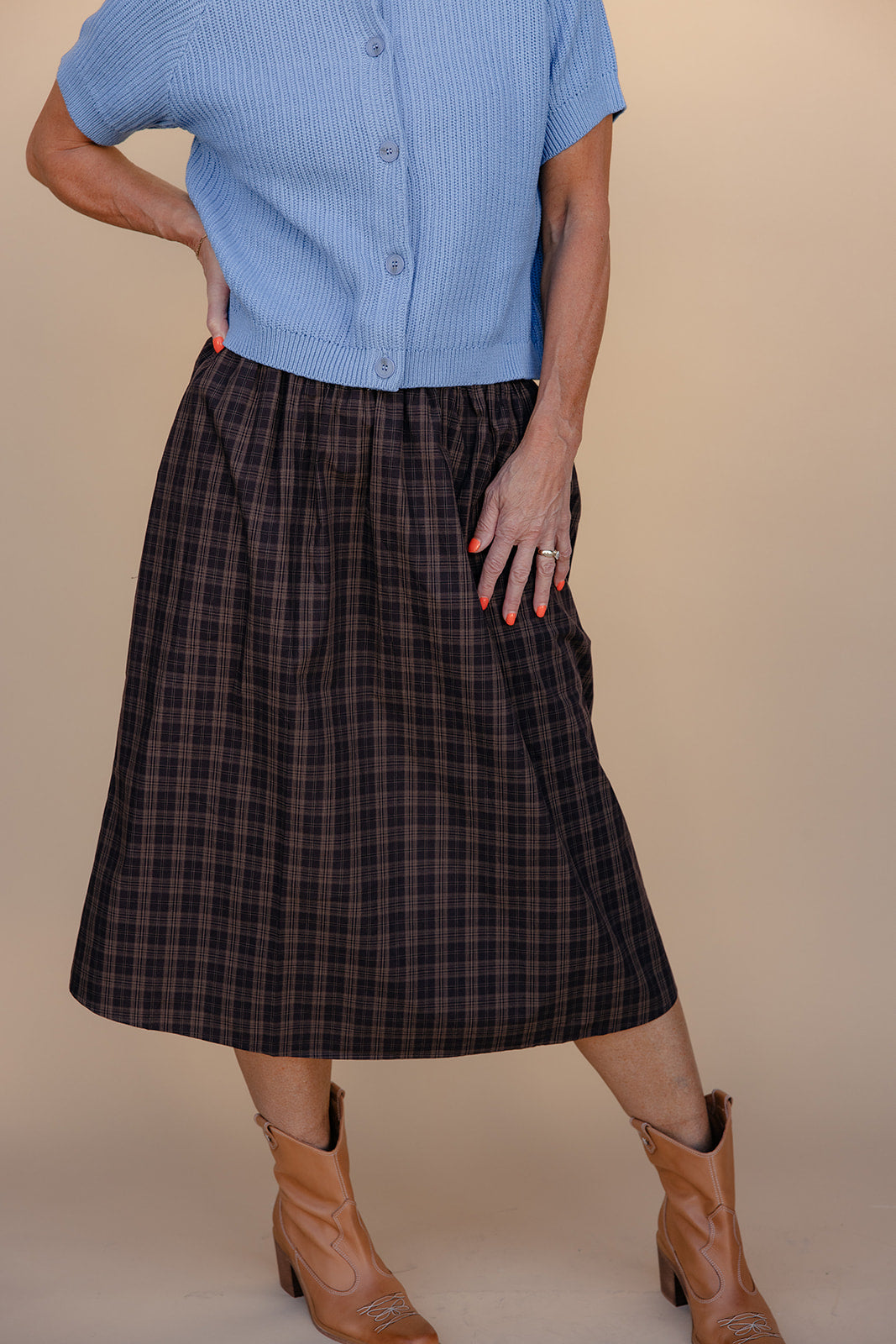 Plaid and Proper Midi Skirt
