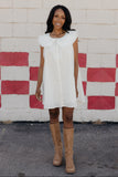 Red, White & Ruffles Collared Dress
