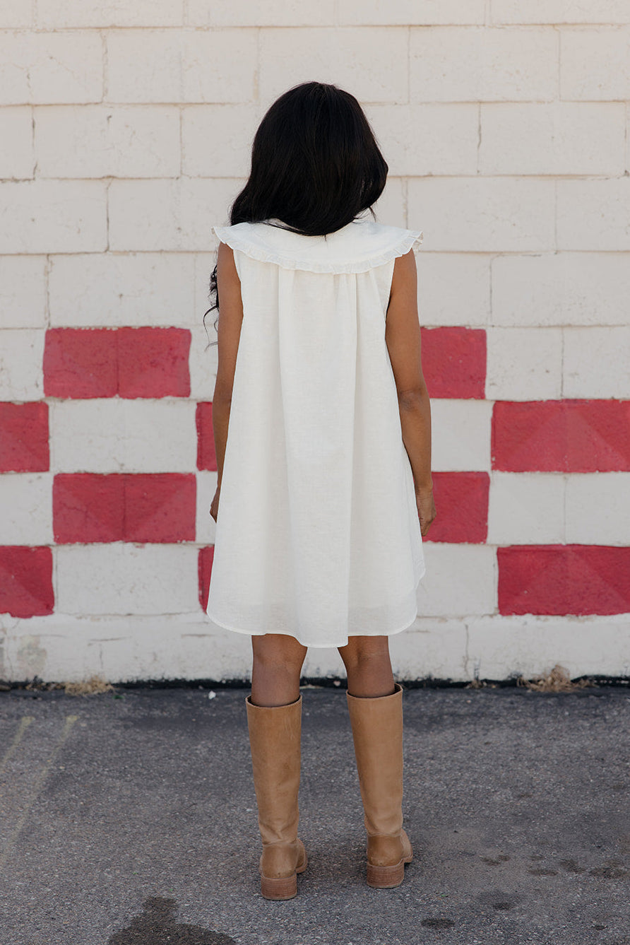 Red, White & Ruffles Collared Dress