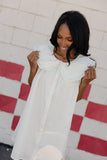 Red, White & Ruffles Collared Dress