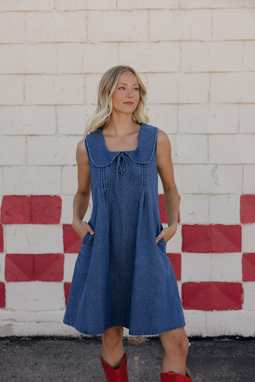 denim collared dress Button Up Collared Neck Raw Hem Denim Dress Light / S