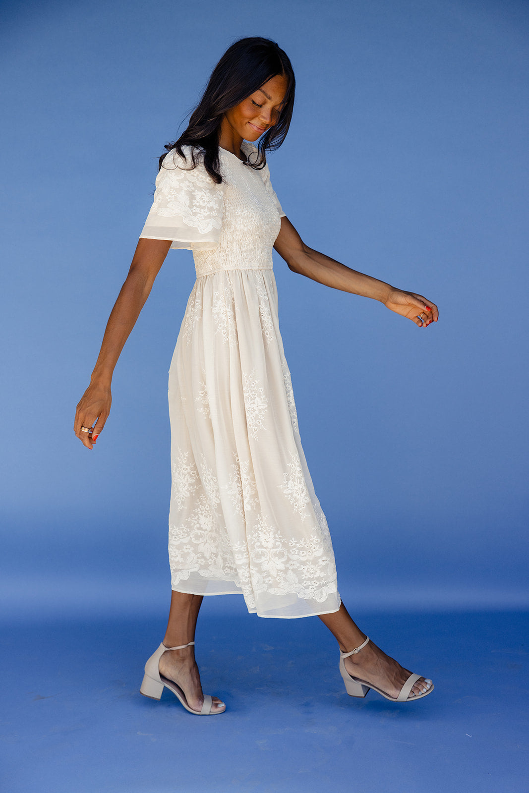 Juliette Smocked Lace Dress