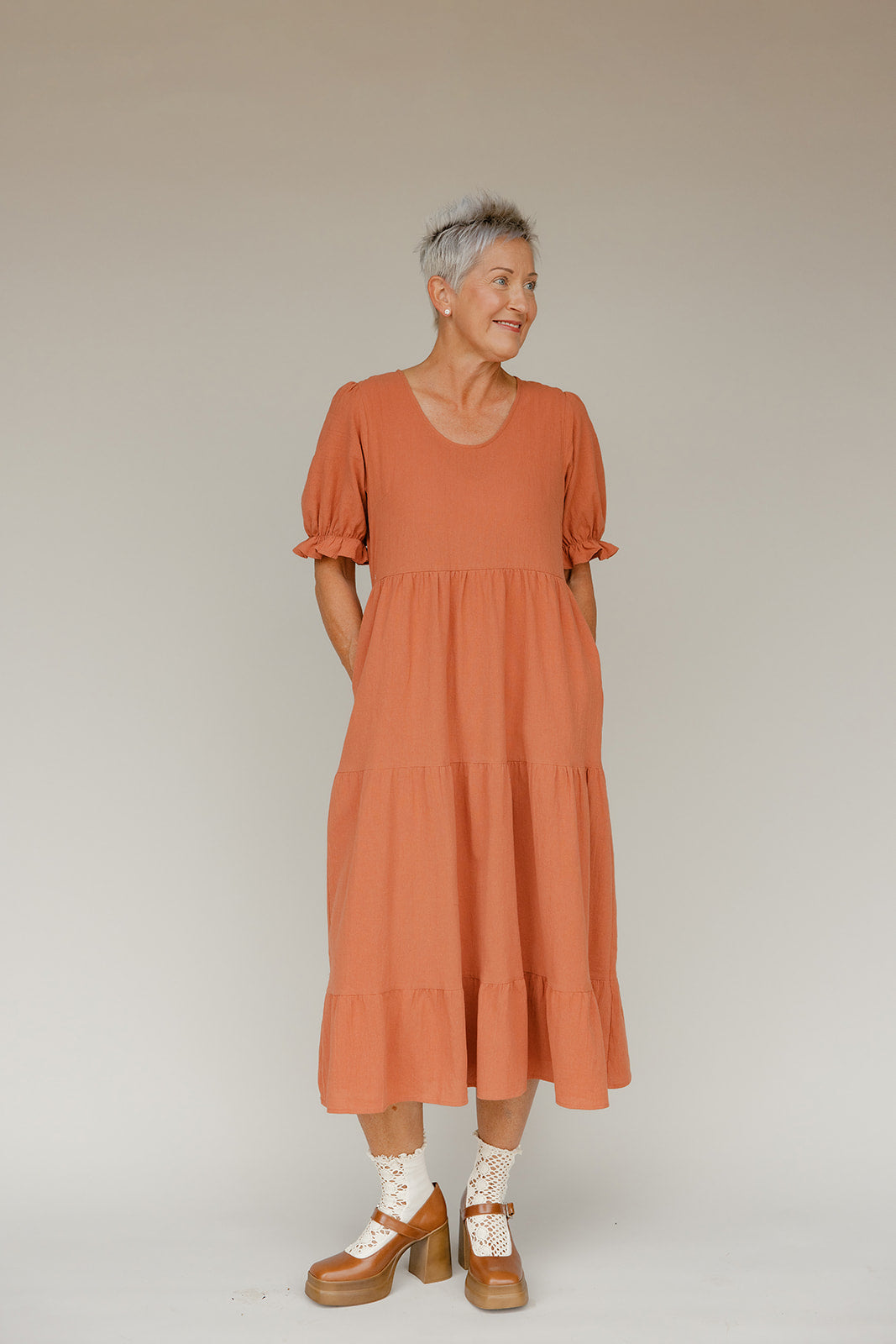Rust Revival Tiered Dress