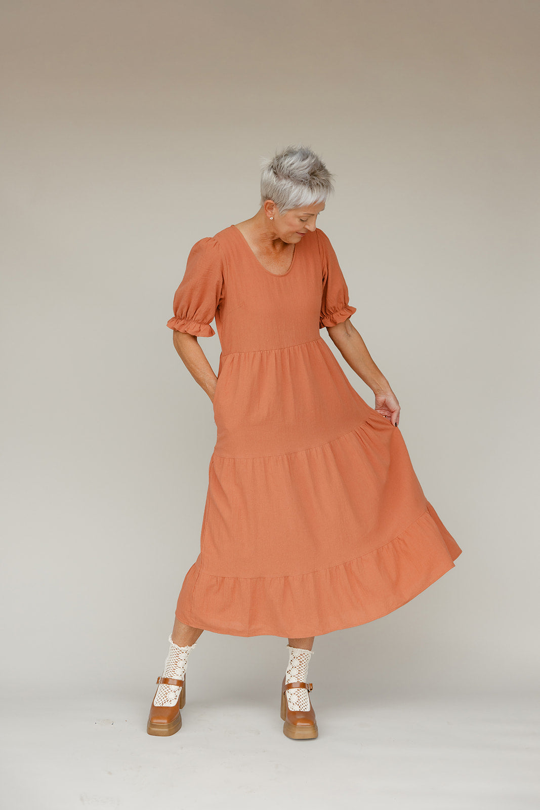 Rust Revival Tiered Dress