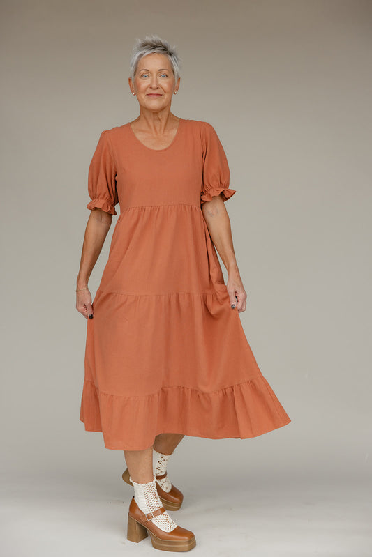 Rust Revival Tiered Dress