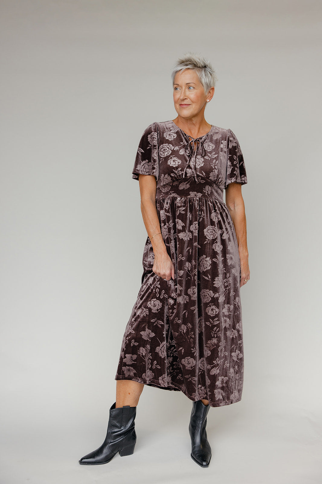 Velvet Ember Midi Dress