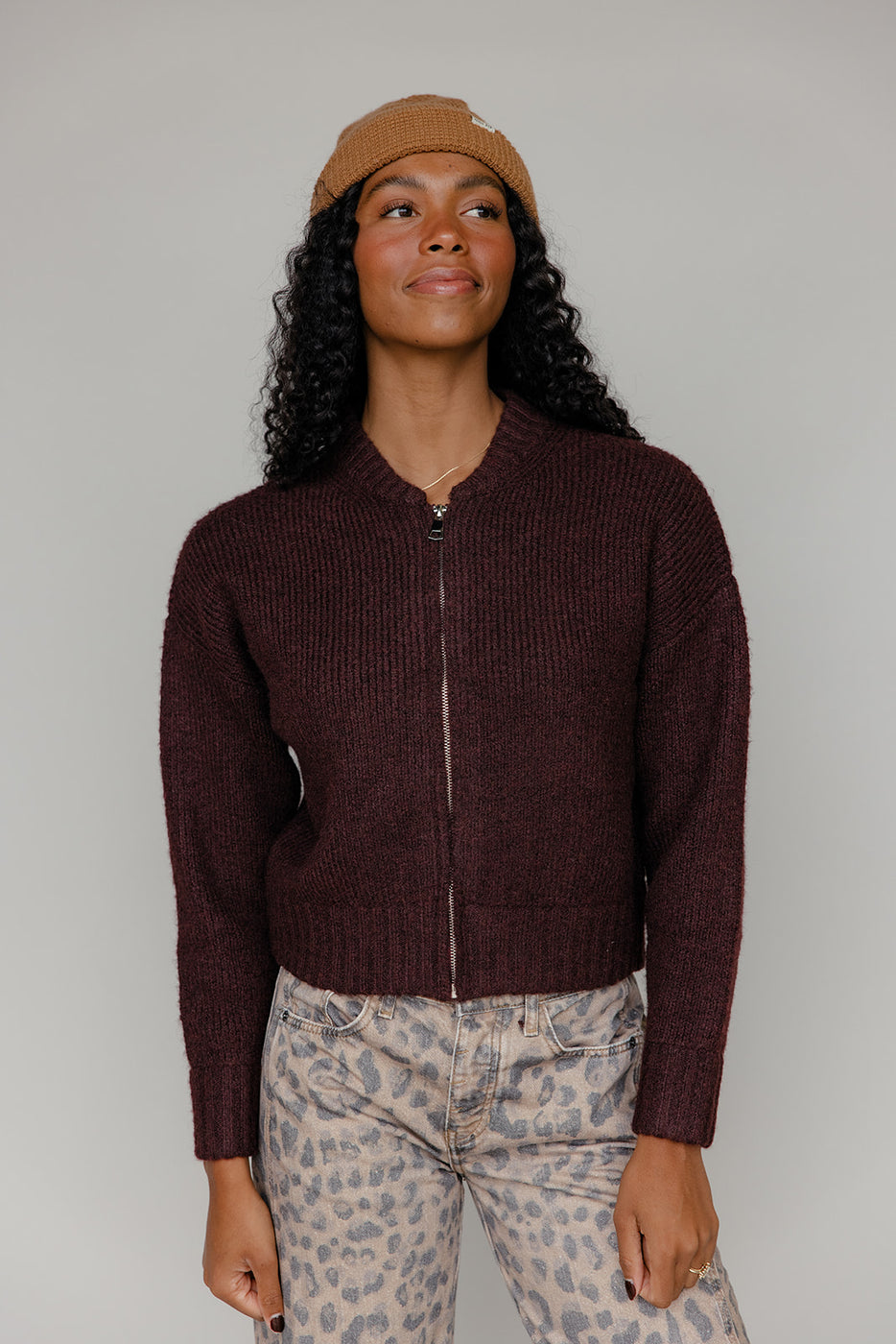 Rosewood Zip Sweater