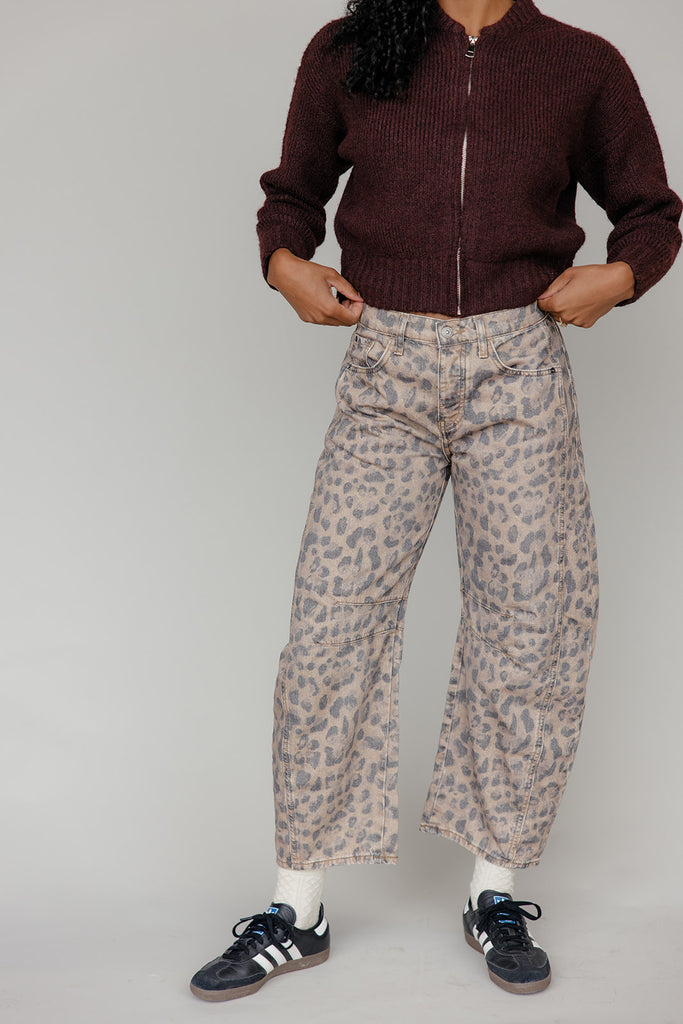 Free People Good Luck Printed Barrel Jeans