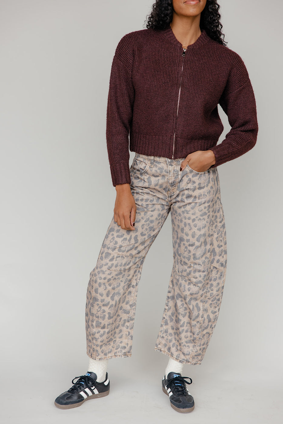 Free People Good Luck Printed Barrel Jeans