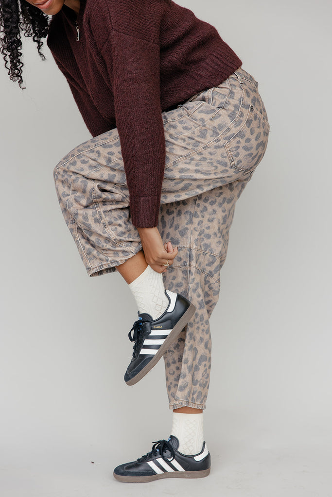 Free People Good Luck Printed Barrel Jeans