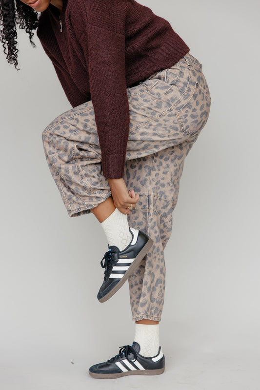 Free People Good Luck Printed Barrel Jeans