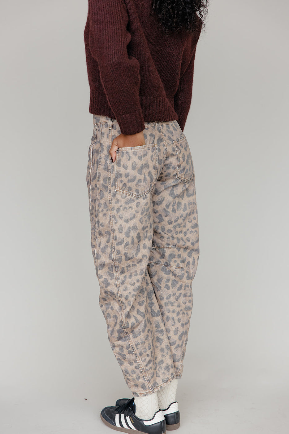 Free People Good Luck Printed Barrel Jeans