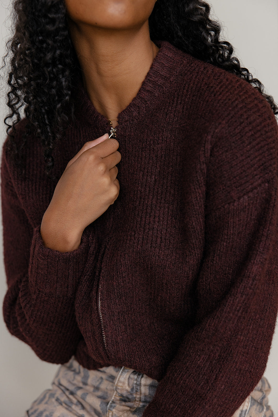 Rosewood Zip Sweater