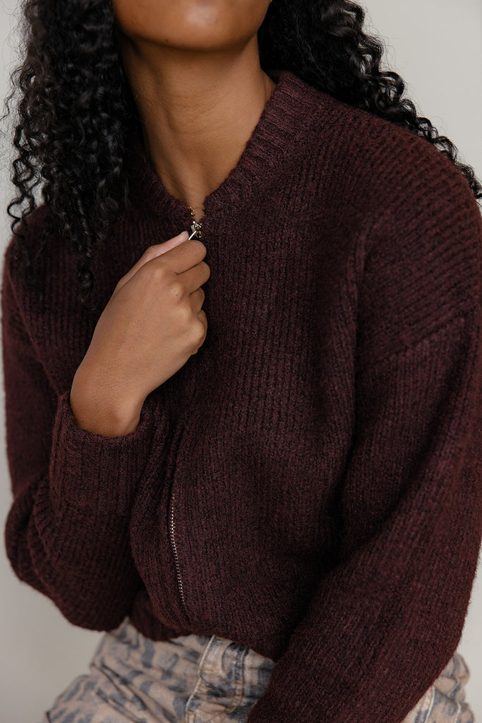 Rosewood Zip Sweater