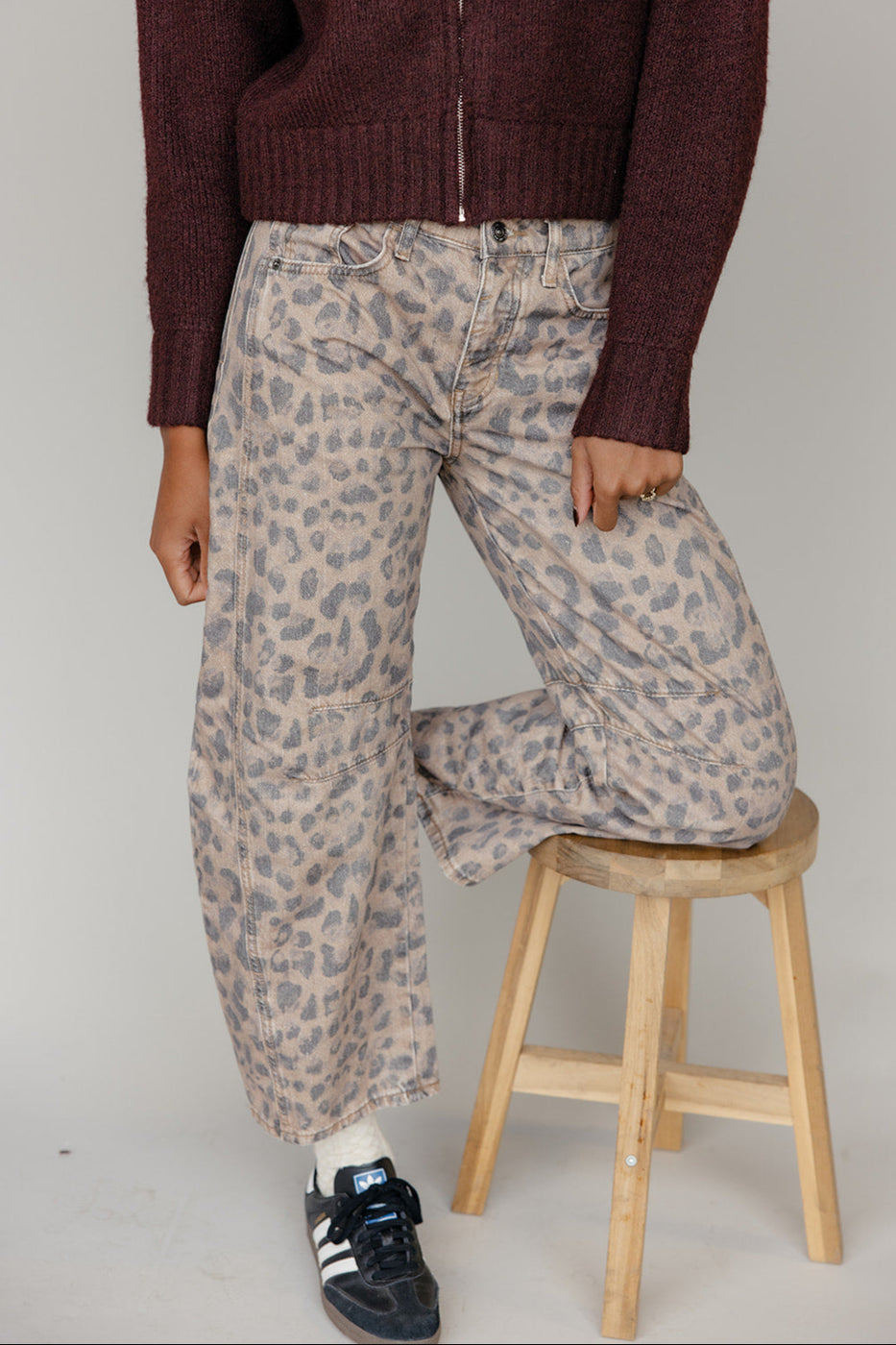Free People Good Luck Printed Barrel Jeans