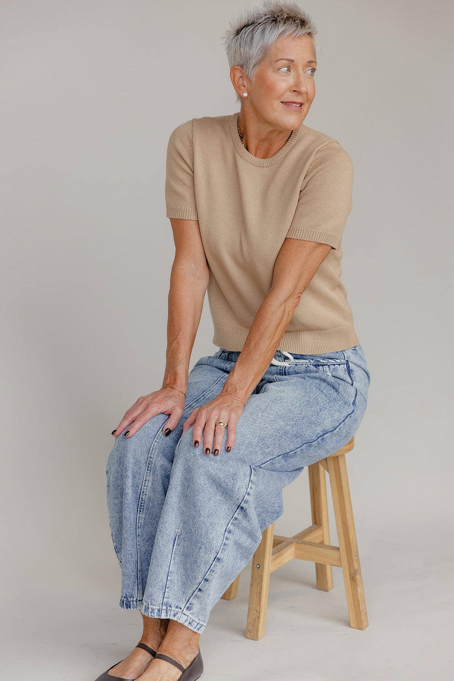 Cozy Curve Tie Waist Balloon Jeans