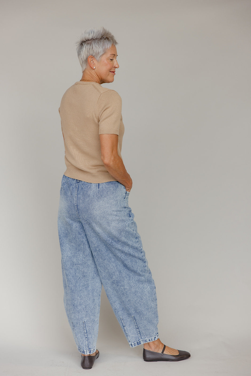 Cozy Curve Tie Waist Balloon Jeans