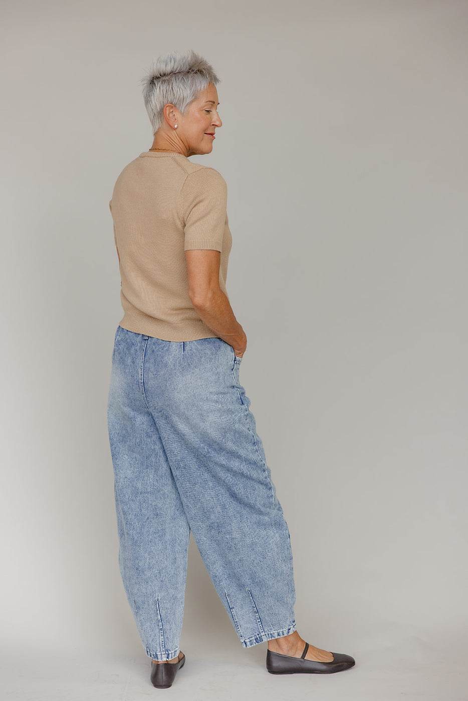 Cozy Curve Tie Waist Balloon Jeans