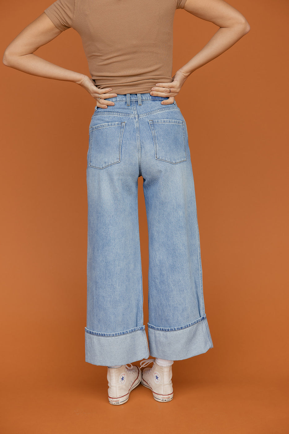 Easy Day Wide Leg Cuffed Jeans