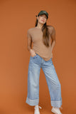 Easy Day Wide Leg Cuffed Jeans